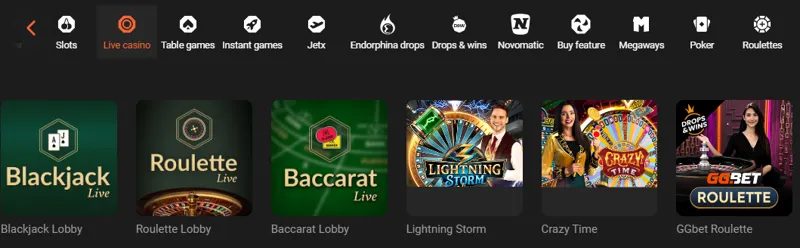 GGbet live casino